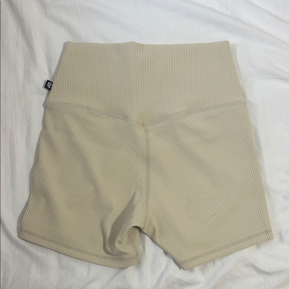 Born Primitive Cream Ribbed Bike Shorts - Picture 2 of 3